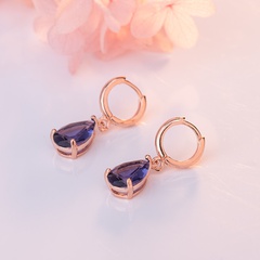 Fashion amethyst earrings female drop-shaped purple diamond copper earrings