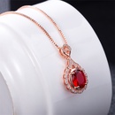 Korean version temperament flowershaped ruby pendant microinlaid pendant niche design clavicle chain necklacepicture10