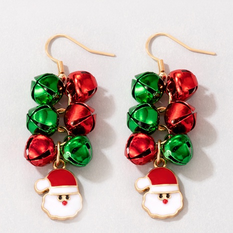 Nuevos pendientes festivos multicolores irregulares europeos americanos Pendientes de campana de color navideño's discount tags