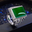 Retro ethnic green agate green chalcedony gemstone hollow ring simple fashion jewelrypicture7