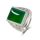Retro ethnic green agate green chalcedony gemstone hollow ring simple fashion jewelrypicture11