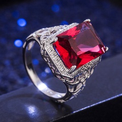 rose ruby ring European and American hollow generous ruby ring fashion jewelry