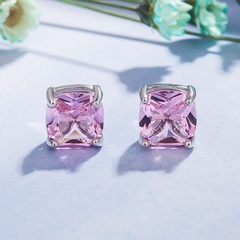 fashion style retro square earrings colorful zircon earrings simple jewelry