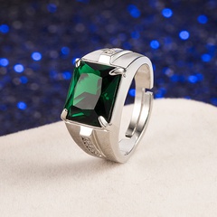 zircon emerald ring European and American fashion open blue crystal ring jewelry