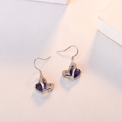 Fashion heart-shape copper inlaid zircon earrings wholesale
