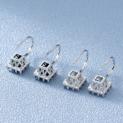 Korean copper inlaid zircon compact and simple square earrings wholesale