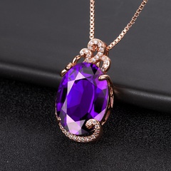 diamond-studded purple rhinestone pendant full diamond pendant necklace fashion jewelry