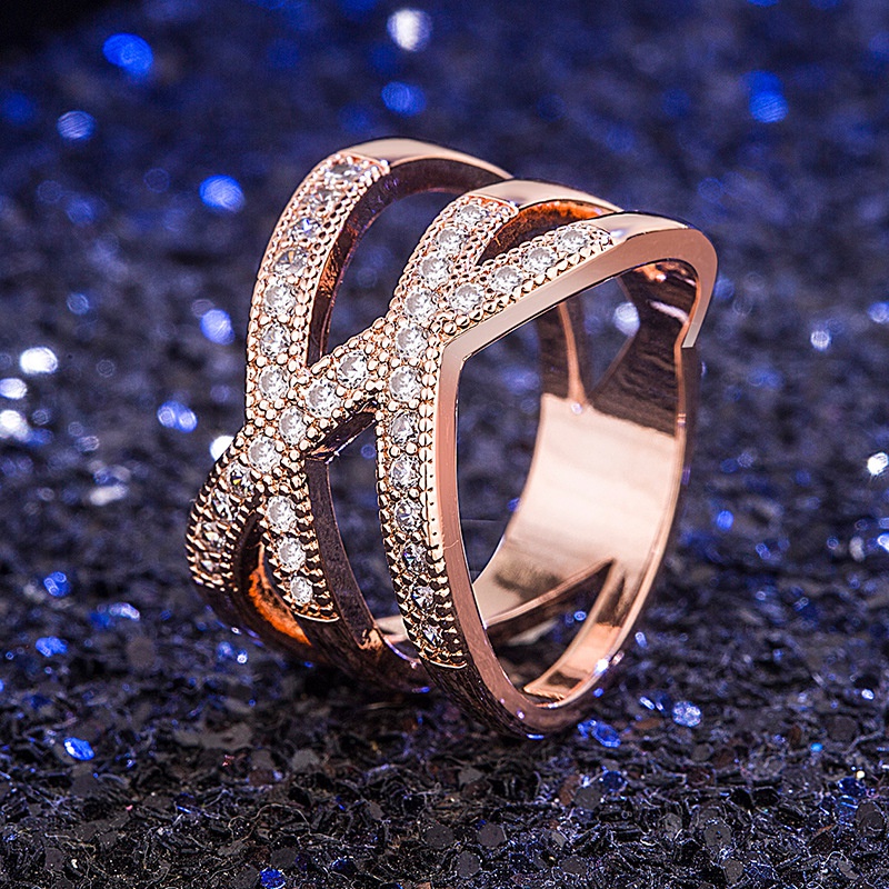 cross ring European and American temperament cross microinlaid zircon index finger ring jewelry