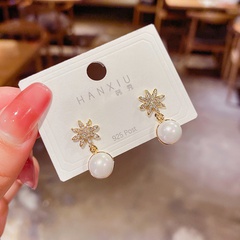 Fashion pearl pendant earrings fashion temperament bow copper earrings wholesale