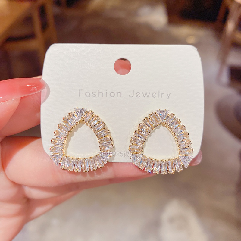Fashion geometric copper inlaid zircon earrings wholesale