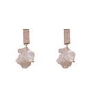 Fashion copper microinlaid zircon white resin petal earringspicture10