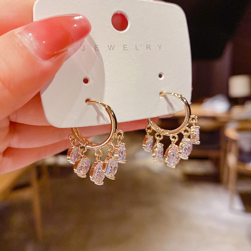 Fashion geometric copper inlaid zircon earrings wholesale