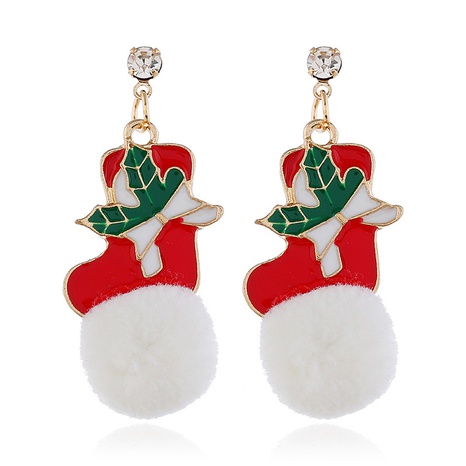 Nuevos pendientes de bota de Papá Noel con copo de nieve navideño de moda's discount tags