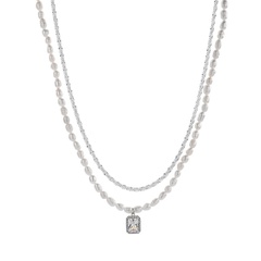 retro water drop zircon freshwater pearl necklace Korea simple fashion clavicle chain