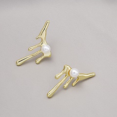 Fashion metal lava drop earrings irregular pearl earrings