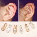 Korean creative pearl earrings temperament single diamond star ear clip Ushaped ear clip single setpicture5