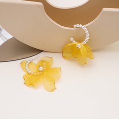 Fashion petal flower tassel pearl alloy earrings wholesale
