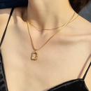 small square pendant double layered necklace titanium steel clavicle chain necklacepicture7