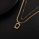 small square pendant double layered necklace titanium steel clavicle chain necklacepicture8