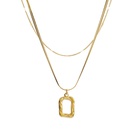 small square pendant double layered necklace titanium steel clavicle chain necklacepicture9