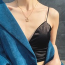 small square pendant double layered necklace titanium steel clavicle chain necklacepicture10