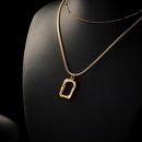 small square pendant double layered necklace titanium steel clavicle chain necklacepicture11