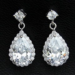 European and American earrings copper inlaid zircon water droplets earrings