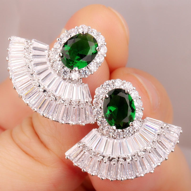 Zircon Exaggerated Earrings European and American Fashion Party Bride Wedding Jewelry