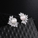 Flower Earrings Horse Eye Zircon Korean Fashion Pearl Earrings Jewelry Wholesalepicture6
