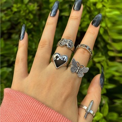 new butterfly elven ring 5-piece set heart chain dagger joint ring wholesale