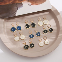 new geometric round oil drop earrings creative simple moon star earrings star earrings wholesale