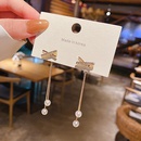 Korean fork long pearl earrings female microinlaid zircon copper earrings wholesalepicture7