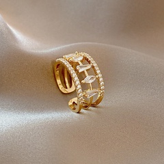 fashion zircon temperament design geometric copper ring