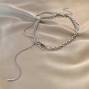 hiphop trend titanium steel necklace tassel pendant doublelayer clavicle chainpicture7