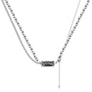 hiphop trend titanium steel necklace tassel pendant doublelayer clavicle chainpicture10
