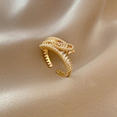 Koreanischer Stil geometrischer Zirkon Reißverschluss offener Ring Mode trendiger Kupfer Fingerring Großhandel