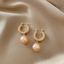 retro circle twist pearl pendant copper earrings wholesalepicture7