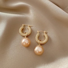 retro circle twist pearl pendant copper earrings wholesale
