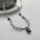 Niche Light Luxury Black Gem Pendant Trendy Hip Hop Pearl Titanium Steel Necklacepicture4
