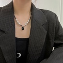 Niche Light Luxury Black Gem Pendant Trendy Hip Hop Pearl Titanium Steel Necklacepicture5