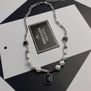 Niche Light Luxury Black Gem Pendant Trendy Hip Hop Pearl Titanium Steel Necklacepicture6