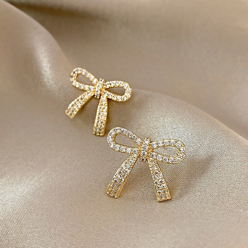 2021 new trendy bow stud earrings female Korean copper earrings wholesale