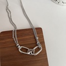 Hiphop simple doublelayer titanium steel necklace personality sweater chainpicture8