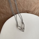 Hiphop simple doublelayer titanium steel necklace personality sweater chainpicture9
