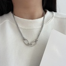 Hiphop simple doublelayer titanium steel necklace personality sweater chainpicture11
