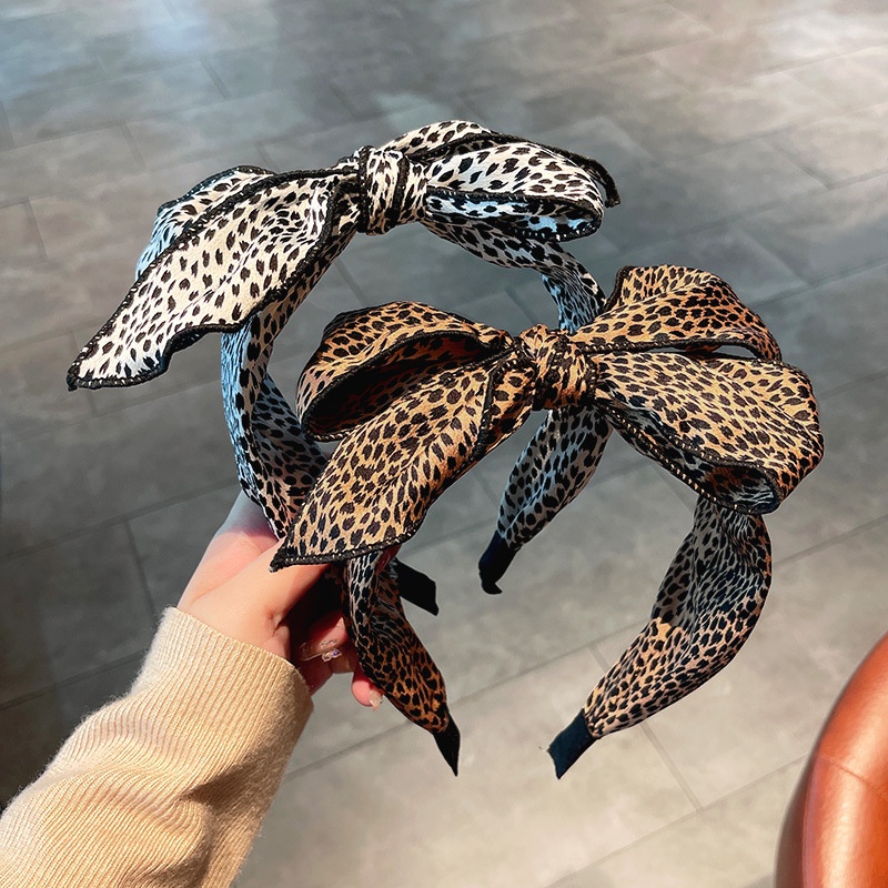 Korean fashion hair accessories female retro leopard print widebrim headband wholesale