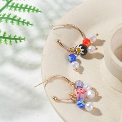 Simple pearl color glass earrings female bohemian personality earrings jewelry