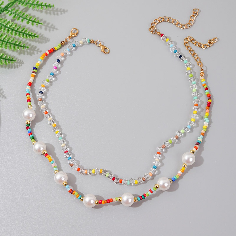 Bijoux Fantaisie Colliers | Collier Multicouche De Perles De Cristal TissesLa Main De Bohme Bijoux Pendentif Perle - DO31784