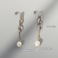 Marka French Style Ins Ornament Imitation Baroque Chain Fresh Water Pearl Earrings Titanium Steel 18K Earrings F352picture12