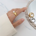 French retro titanium steel plated 18k gold imitation pearl tail ring simplepicture13